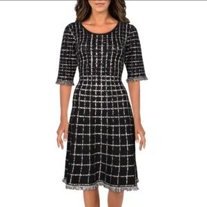 Just...Taylor Black and White Grid Midi Dress
